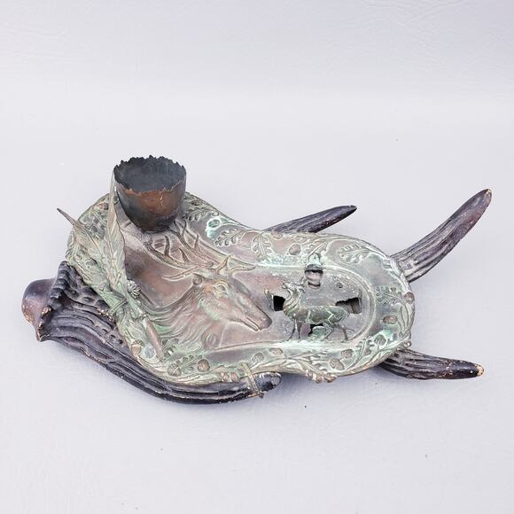 Vintage Copper Inkwell, Metal Inkwell, Outdoor Lovers, Deer Elk Stag Hunter Gift - Picture 6 of 10